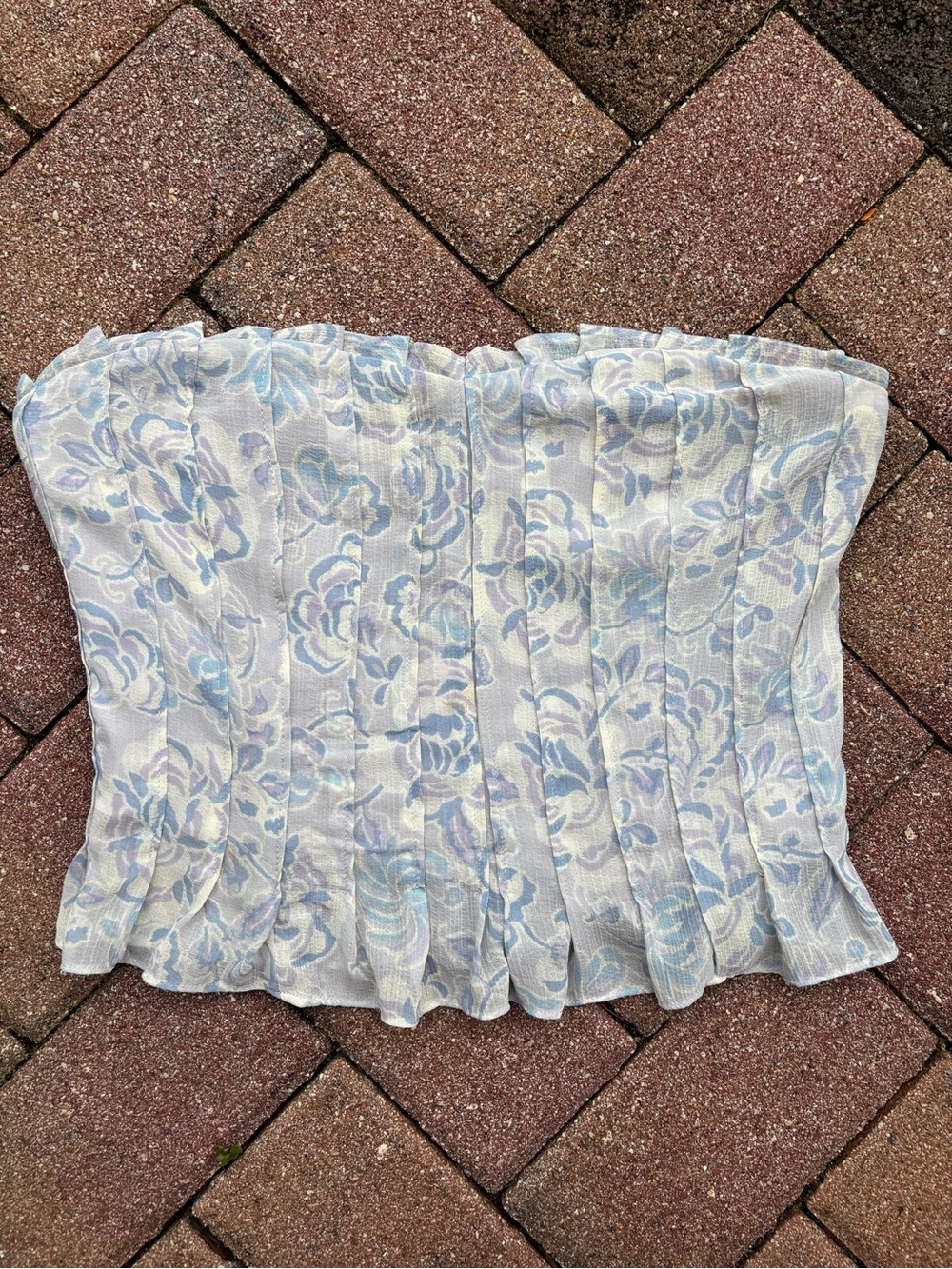 Free People Cream Ruched Ruffle Tube Top small